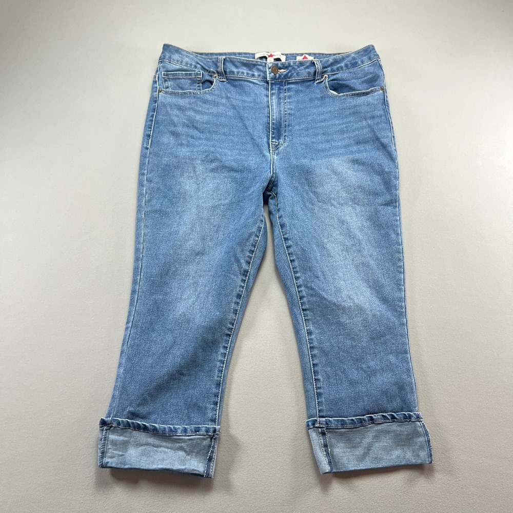 Vintage United Peace + Unity Cuffed Capri Jeans Womens 16 Blue Denim Medium Wash